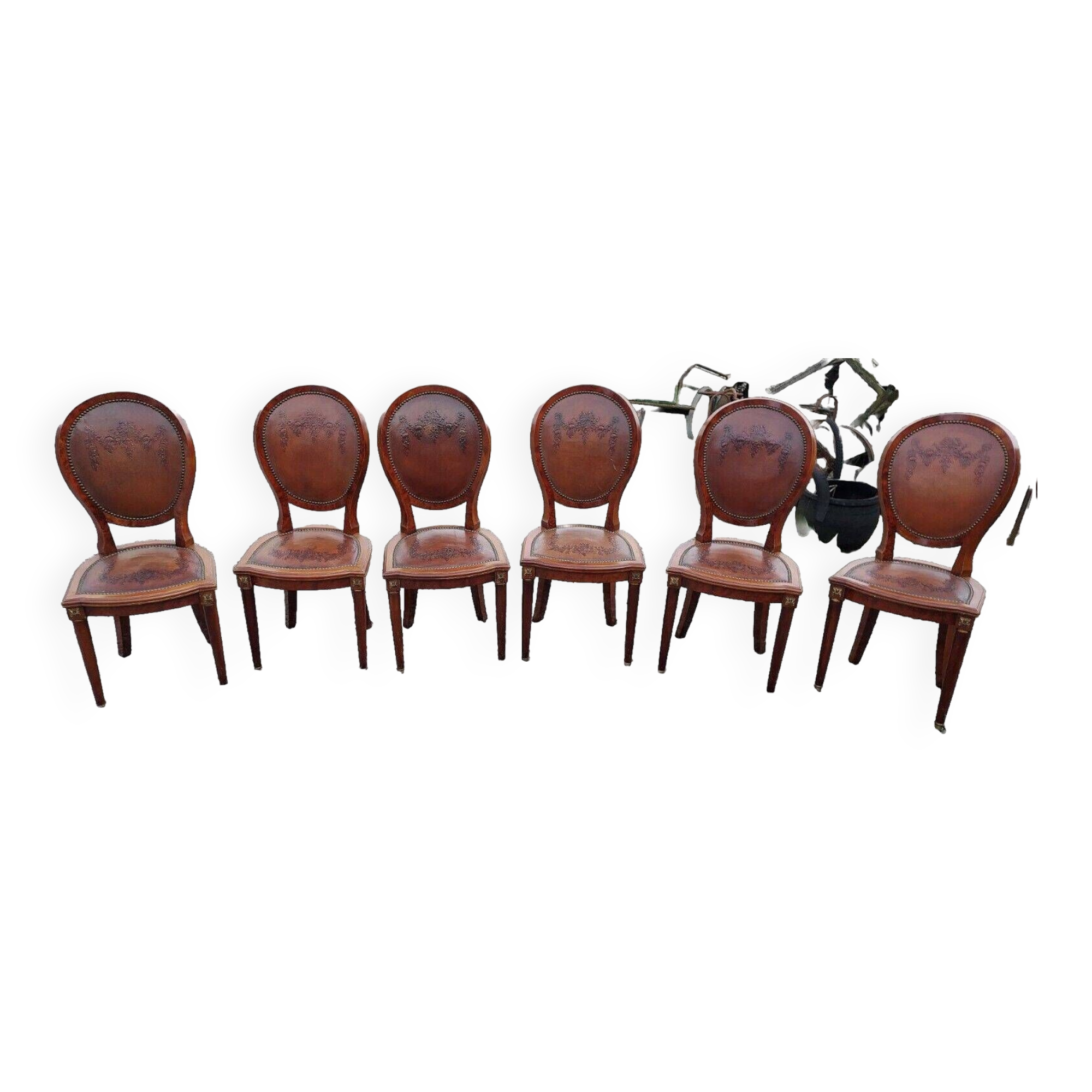 Chaises style Louis XVI en acajou x 6