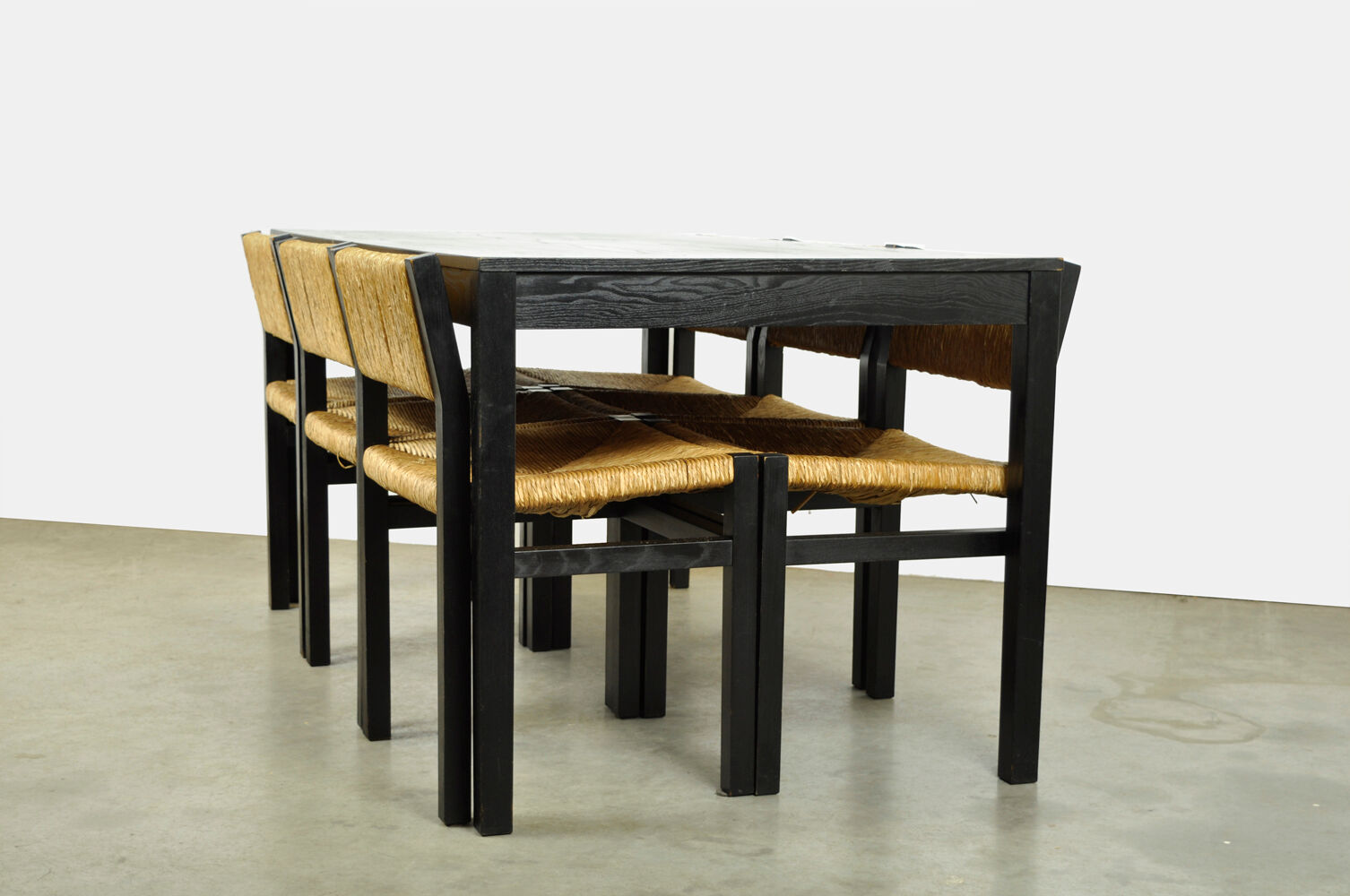 Set of 6 dining chairs with wicker seats by Martin Visser and produced by ‘t Spectrum, 1970s