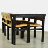 Set of 6 dining chairs with wicker seats by Martin Visser and produced by ‘t Spectrum, 1970s