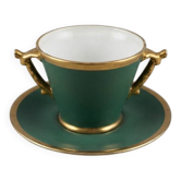 Tasse à double anse et soucoupe assortie, Maison R. Montigny & Cie, Limoges