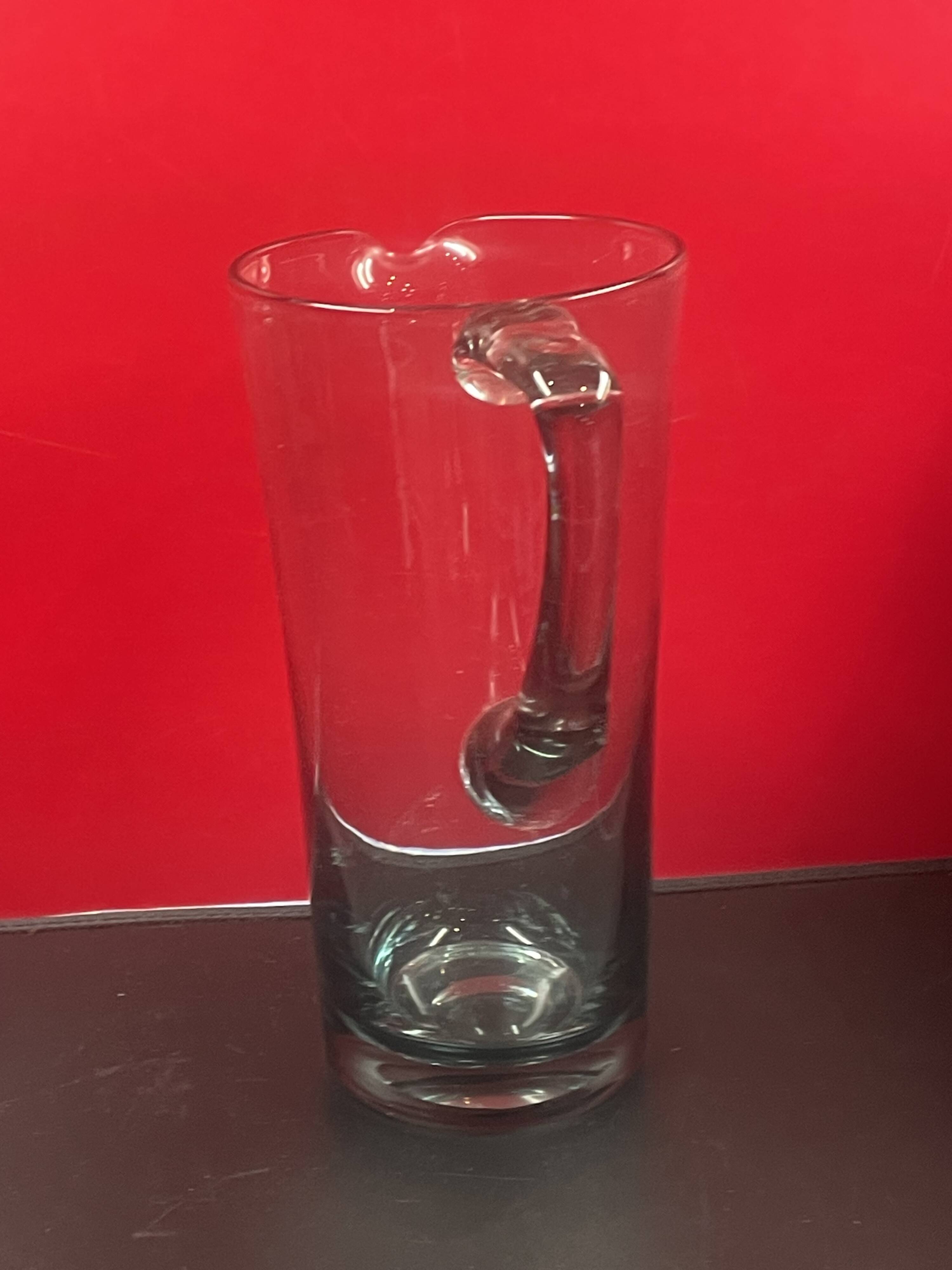 elegant water or orangeade pitcher in smoked glass from the 1970s - 25 cm