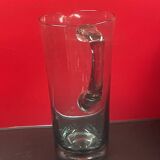elegant water or orangeade pitcher in smoked glass from the 1970s - 25 cm