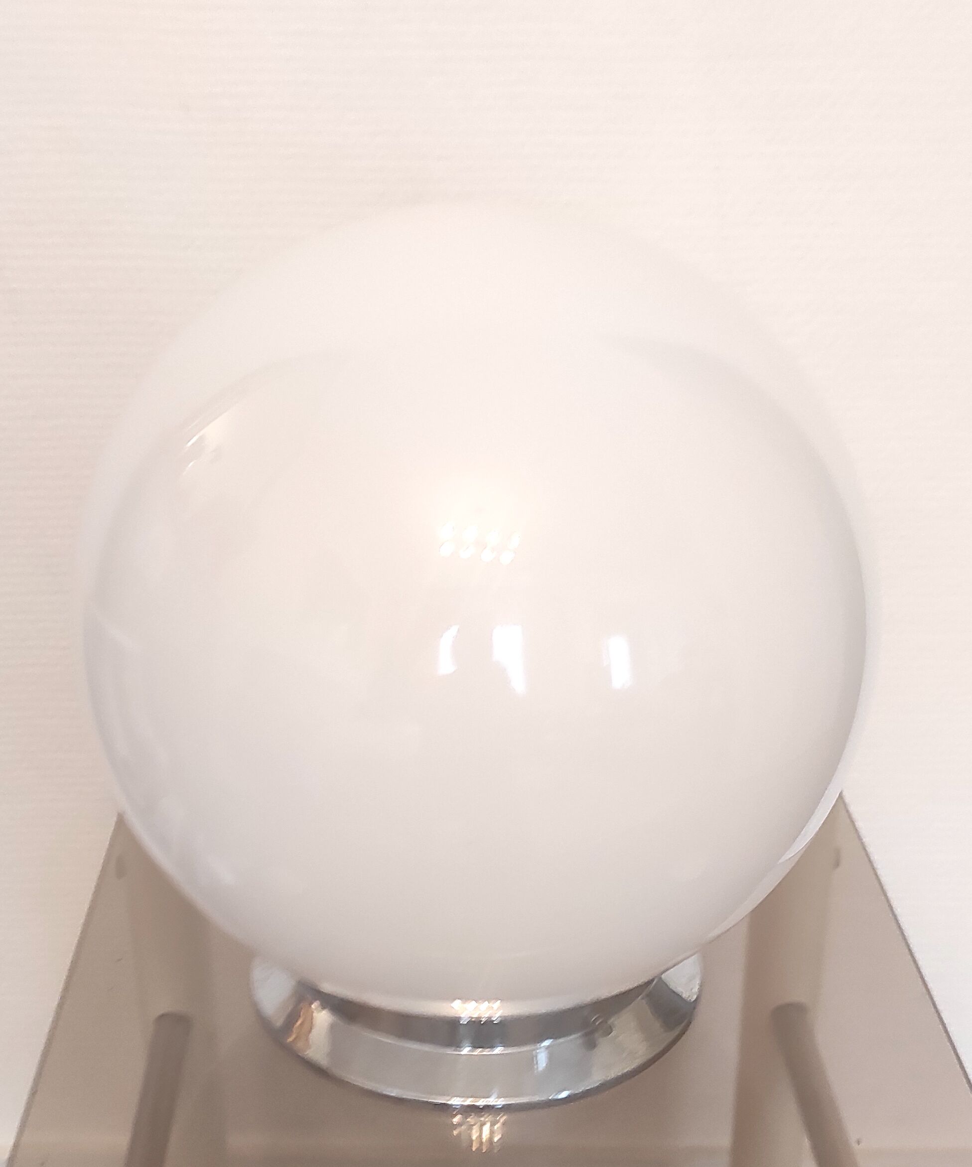 White opaline globe ceiling lamp – 50s/60s
