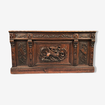 Bureau ministre en chêne richement sculpté, circa 1880