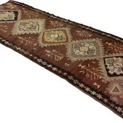 Grand Turkish Kilim Yoruk Vintage 174x435 cm Geometric Handwoven