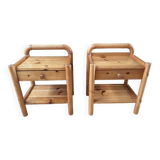 Pair of solid pine bedside tables