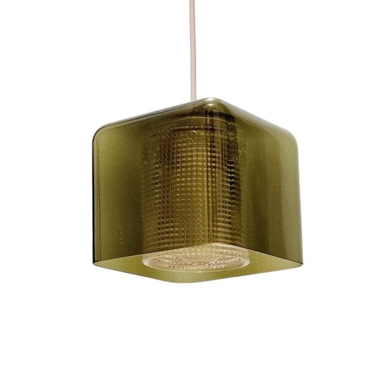 Plafonnier/suspension en verre scandinave du milieu du siècle par Carl Fagerlund pour Orrefors, Suède, années 1960