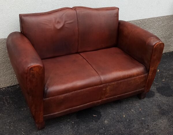 Banquette en cuir style moustache