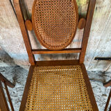 4 chaises anciennes style Louis XVI en bois et cannage, XIXème s.