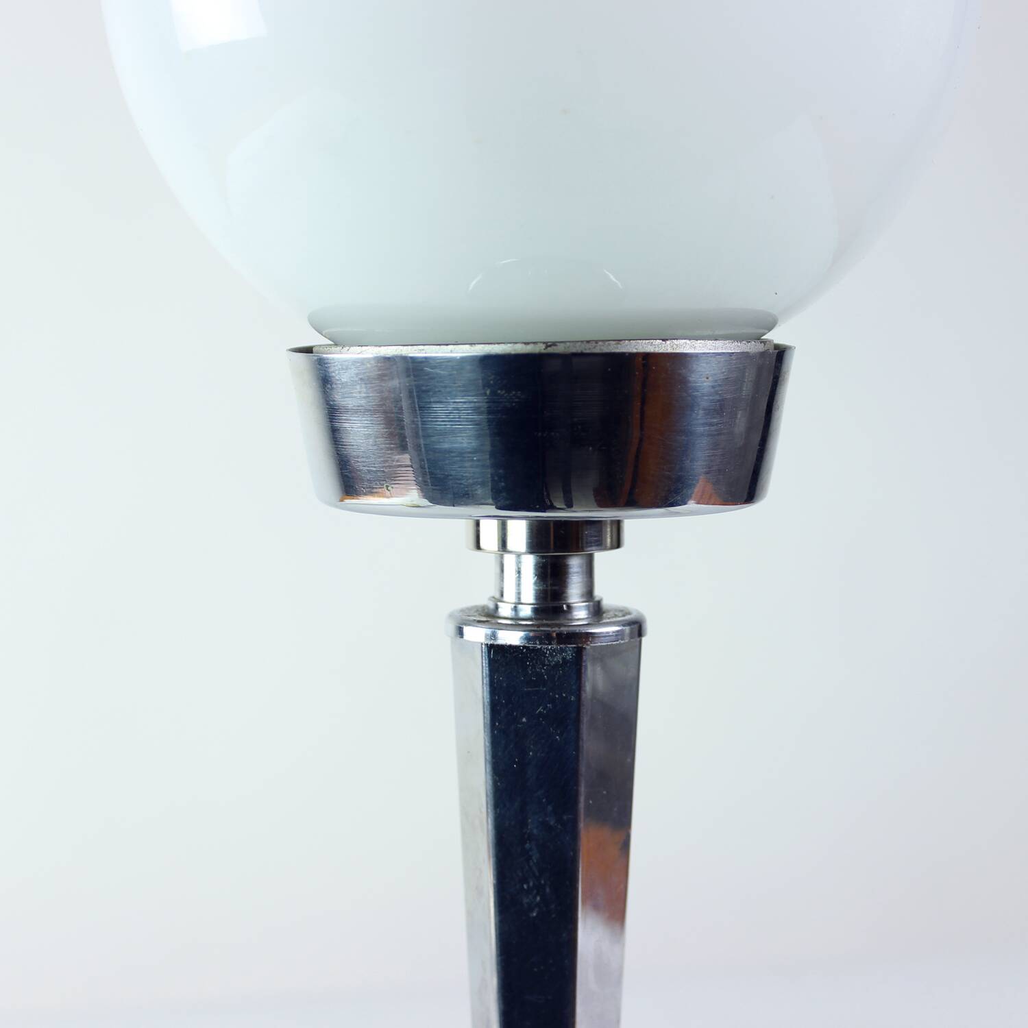 Art Deco table lamp in chrome and glass, Czechoslovakia 1940s