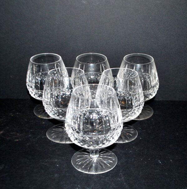 Cristallerie Lorraine lot de 6 verres à cognac en cristal taillé style Tommy Lemberg