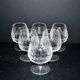 Lorraine crystal cut cognac glasses set of 6 in the style of Tommy Lemberg.