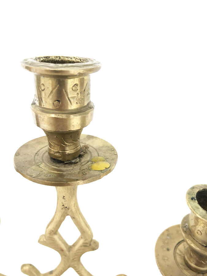 Pair of golden brass candle holders, 1970