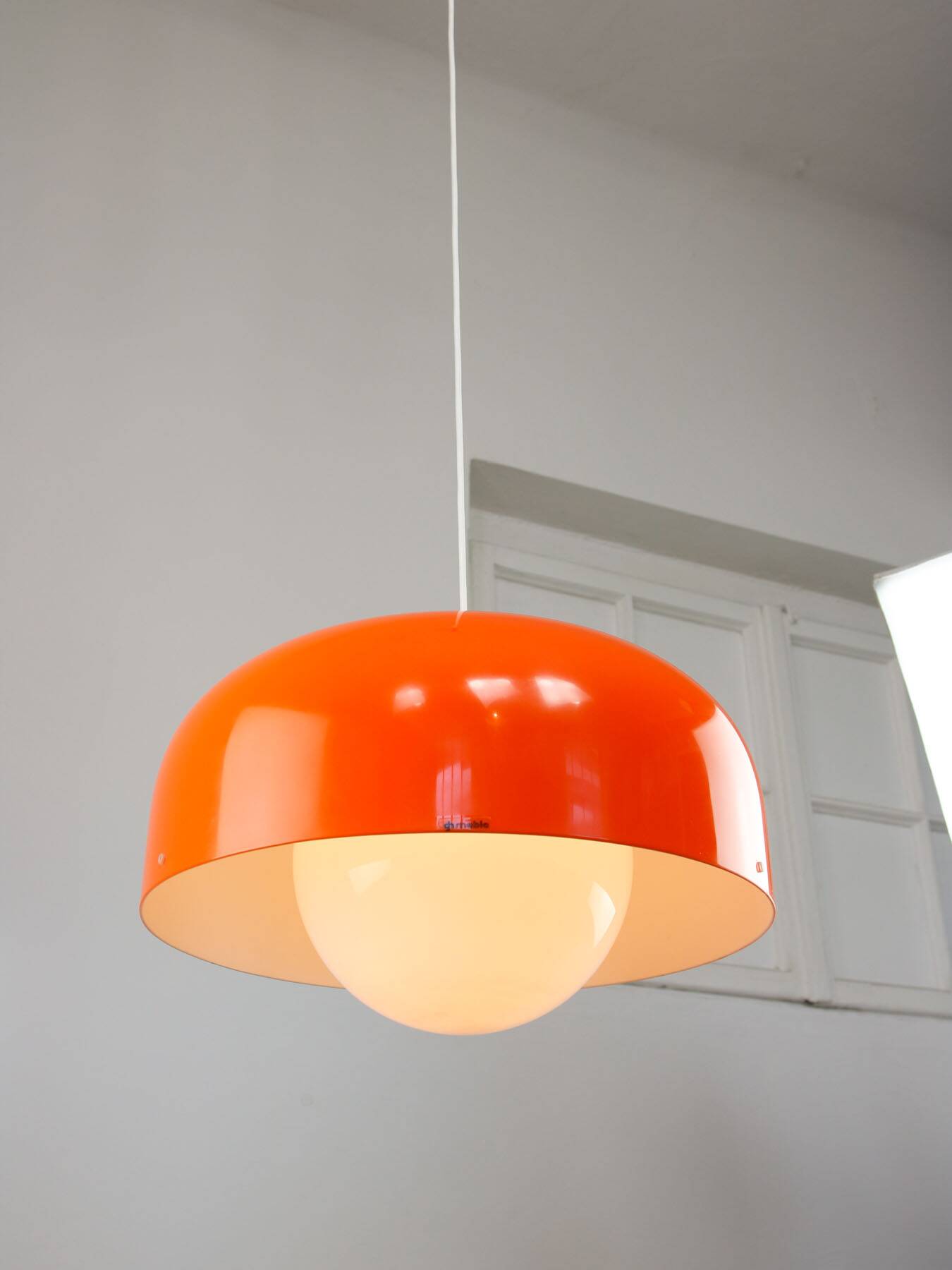 Big Space Age Pendant from Guzzini in Orange, 1970s