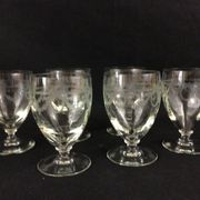 6 crystal wine glasses engraved garland decoration XIXth