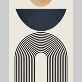 2 geometric art prints with circles and lines