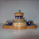 Old 18th-19th century inkwell with polychrome and salamander decoration
