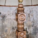 Wood-turned coil lamp, France, mid-20th century.