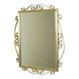 Miroir régence Hollywood métal doré facetté milieu du siècle 74cm