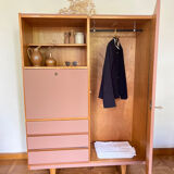 Wardrobe & chest of drawers old pink and wood