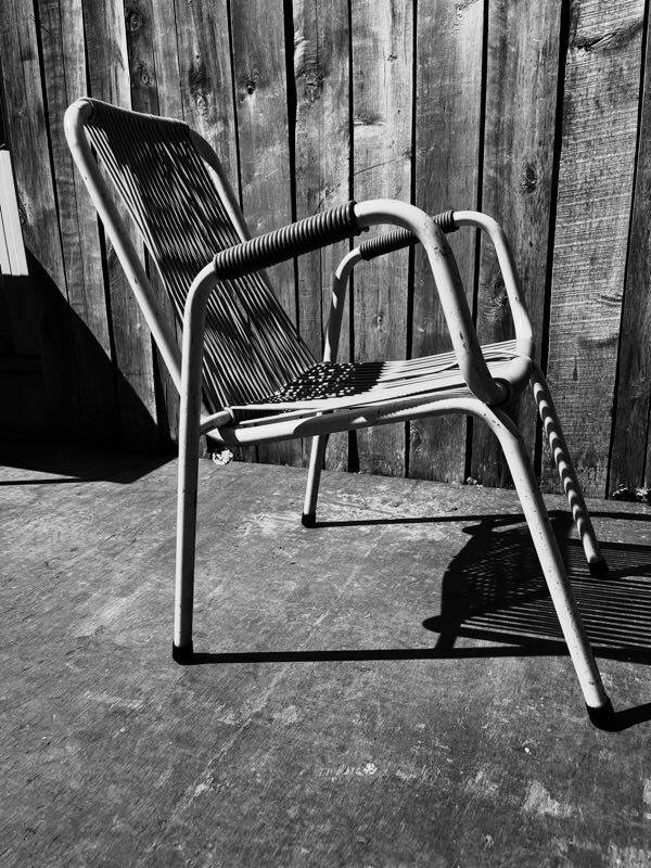 Vintage outdoor chair in webbing, 1960s-70s.