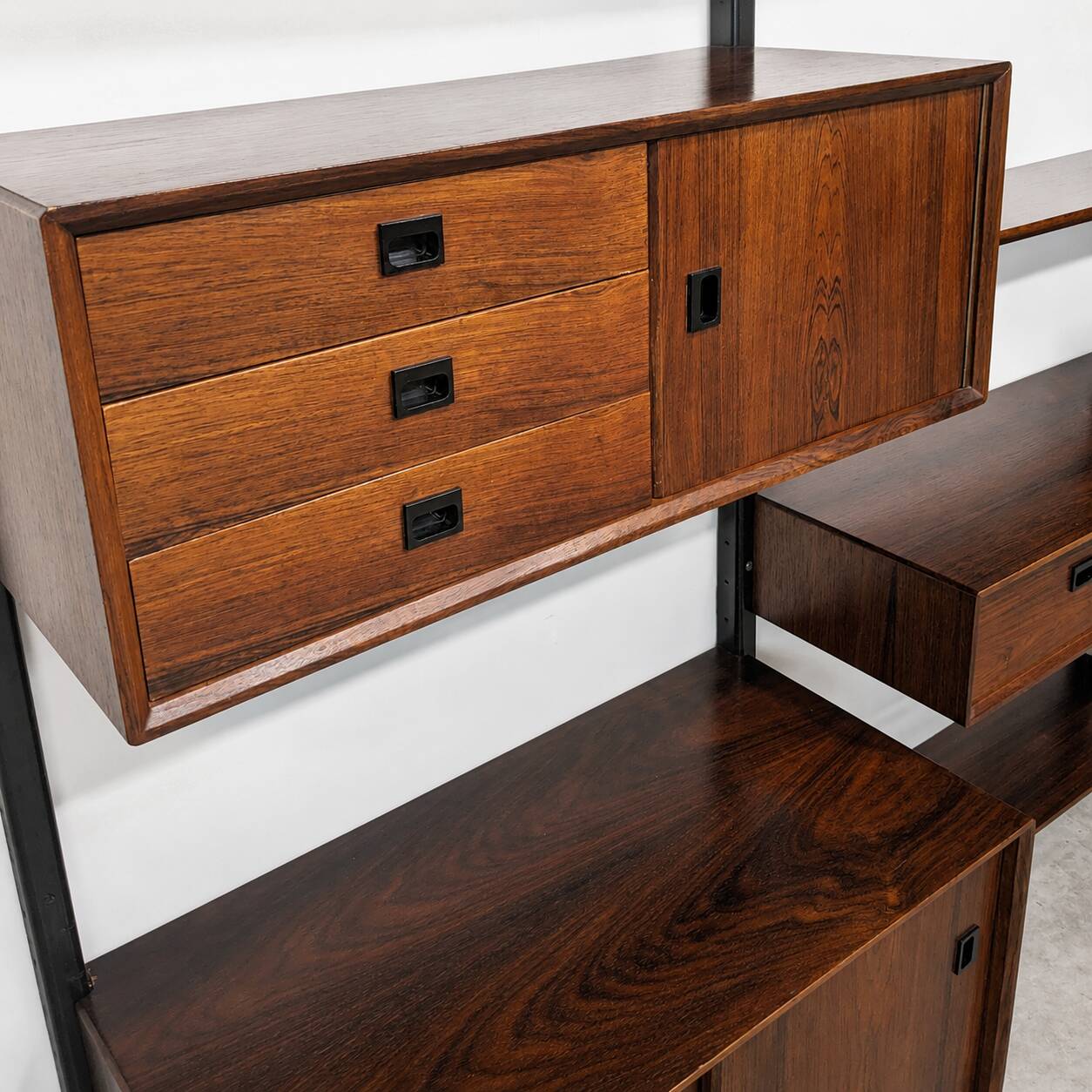 Modular wall cabinet in rosewood