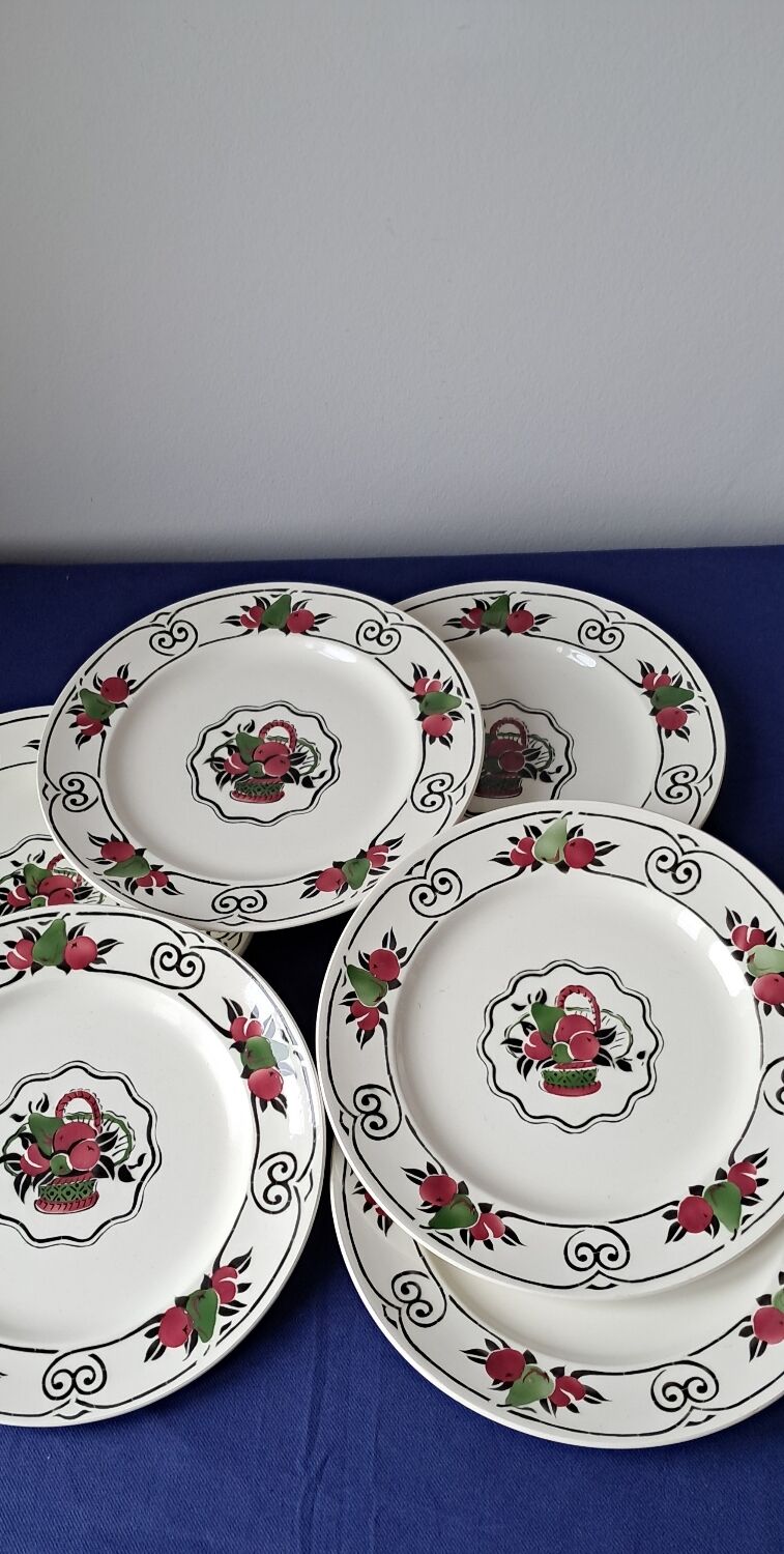6 flat plates Boch Frères La Louvière. Melba