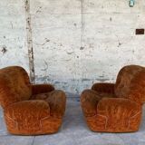 Pair of vintage velvet armchairs 1970 Italy