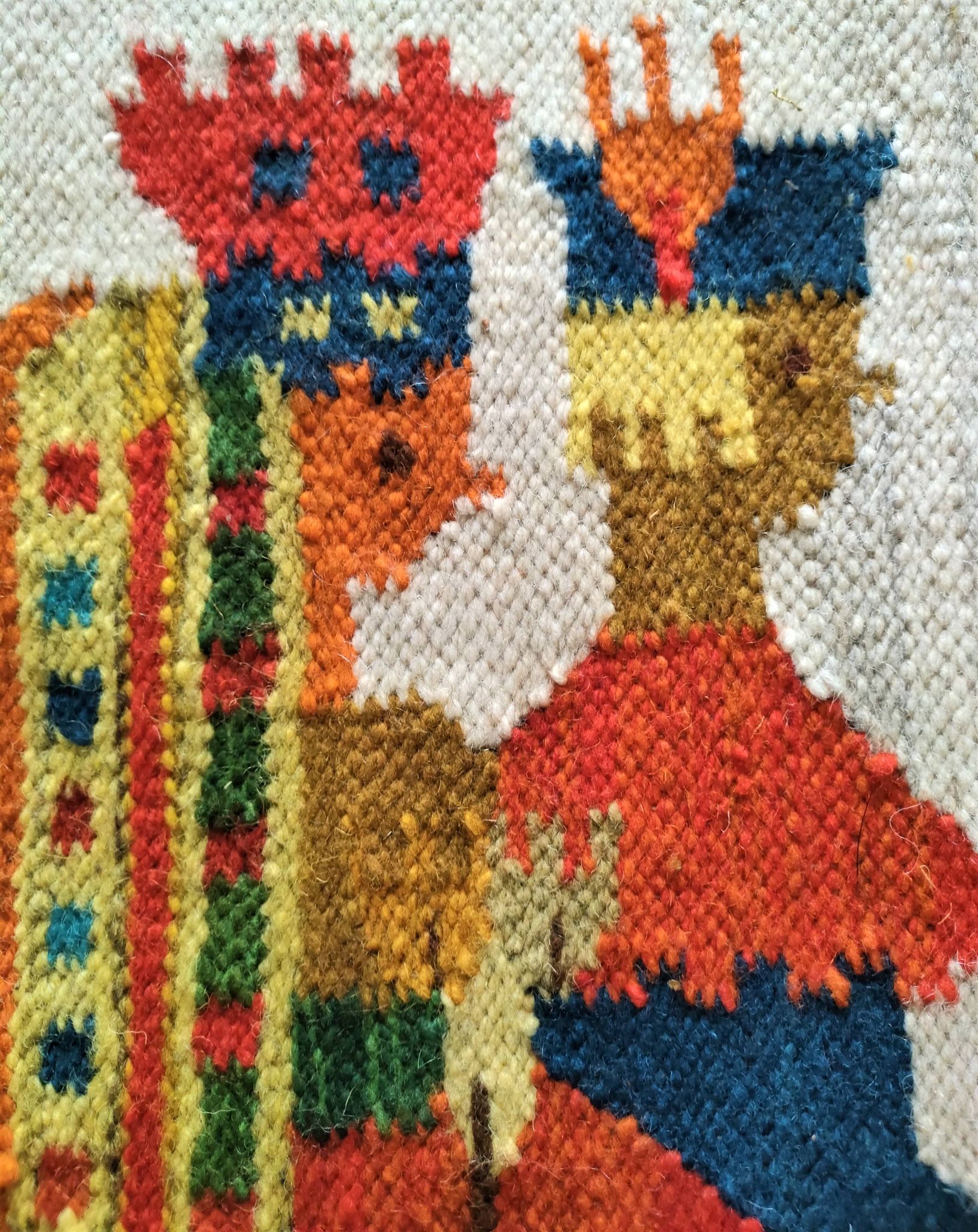 Tapisserie kilim fait main artisanat polonais années 70