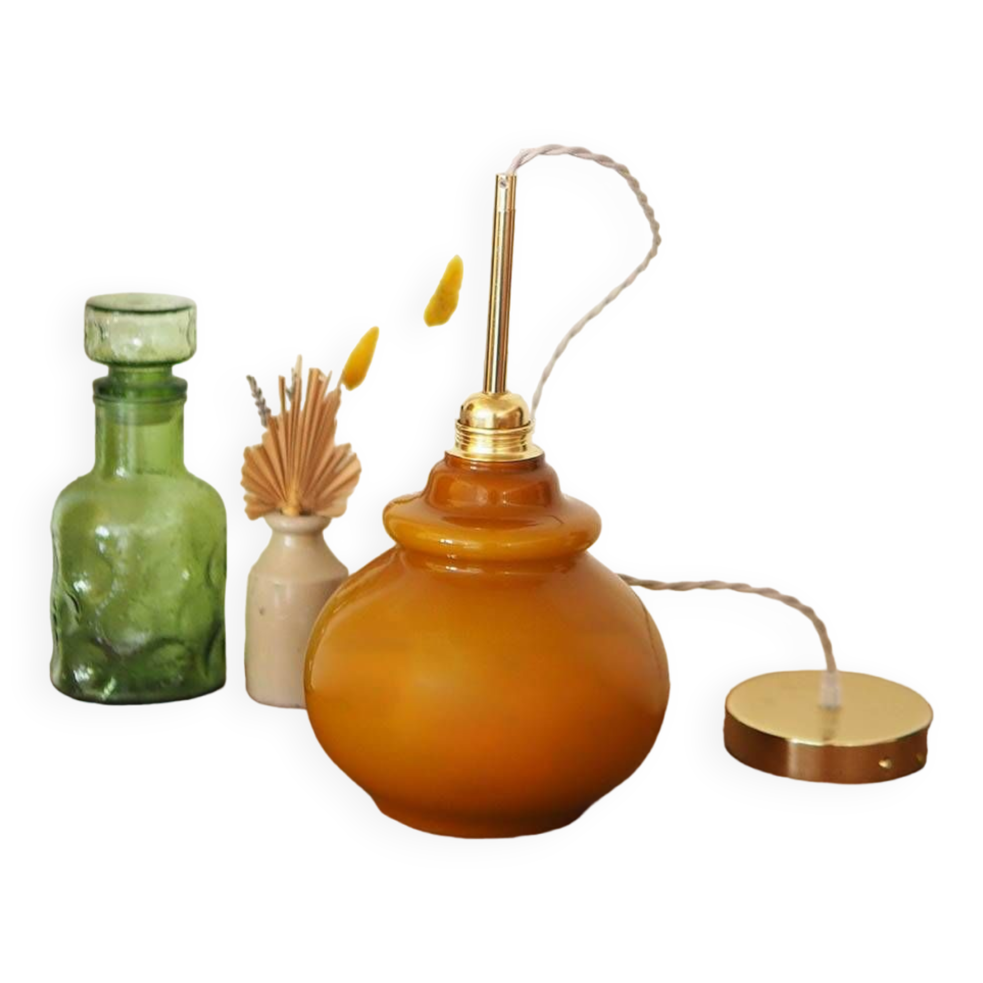 70s brown pendant light