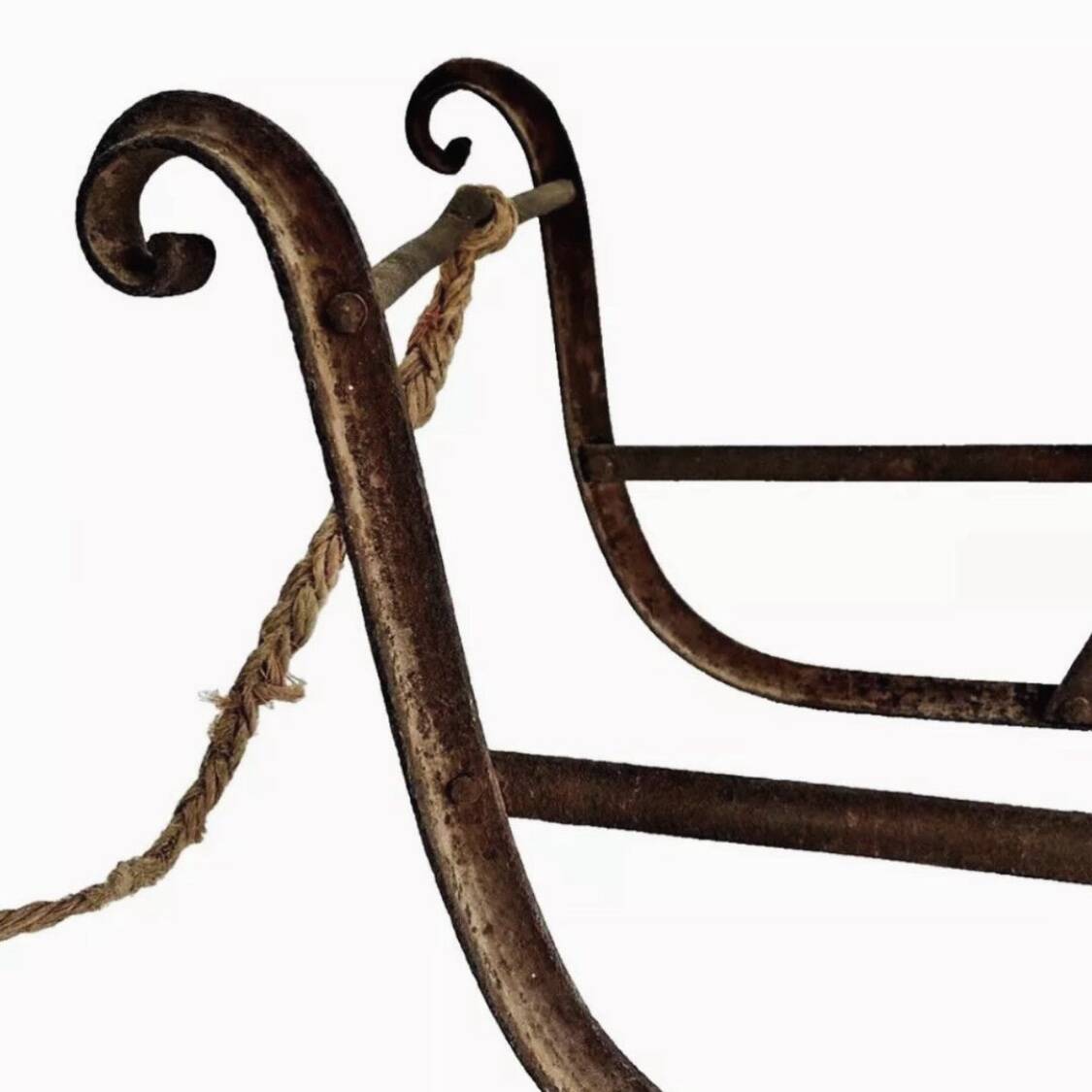 Old Alsatian wrought iron wood sled sled 19th century