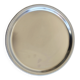 Vintage round metal plate with silver trim and beads.