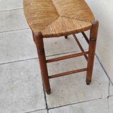 Vintage straw seat bench stool