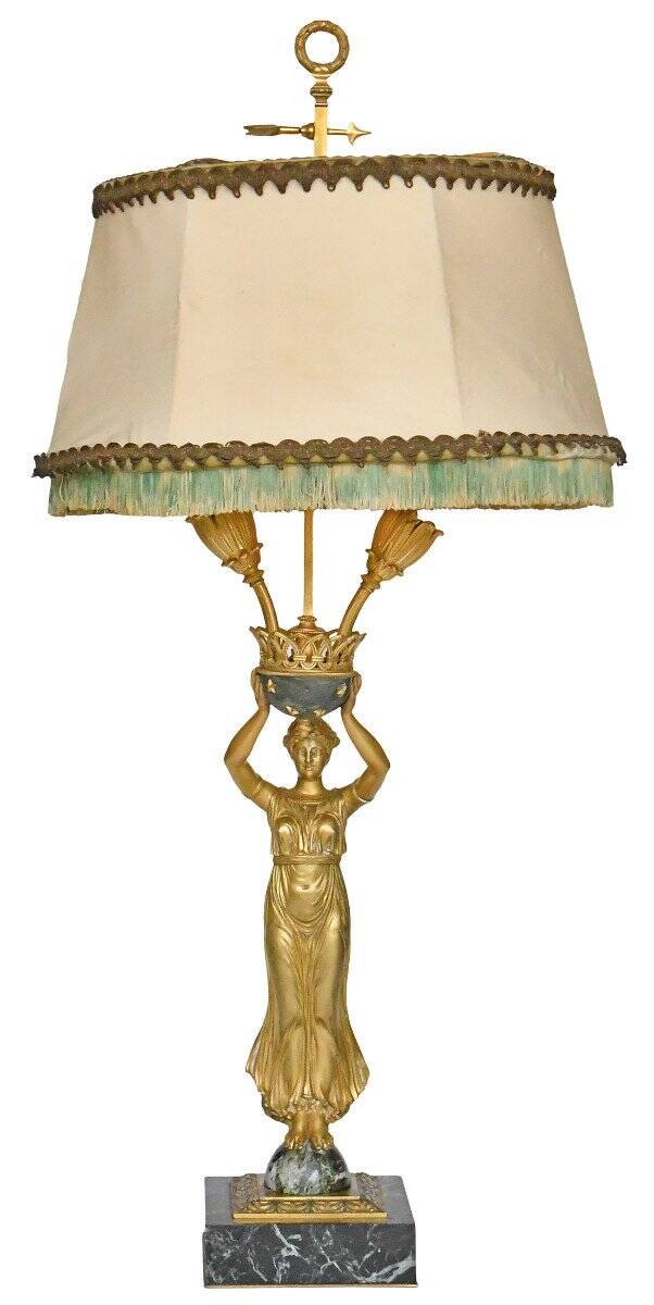 Gilded bronze and marble lamp in Empire style