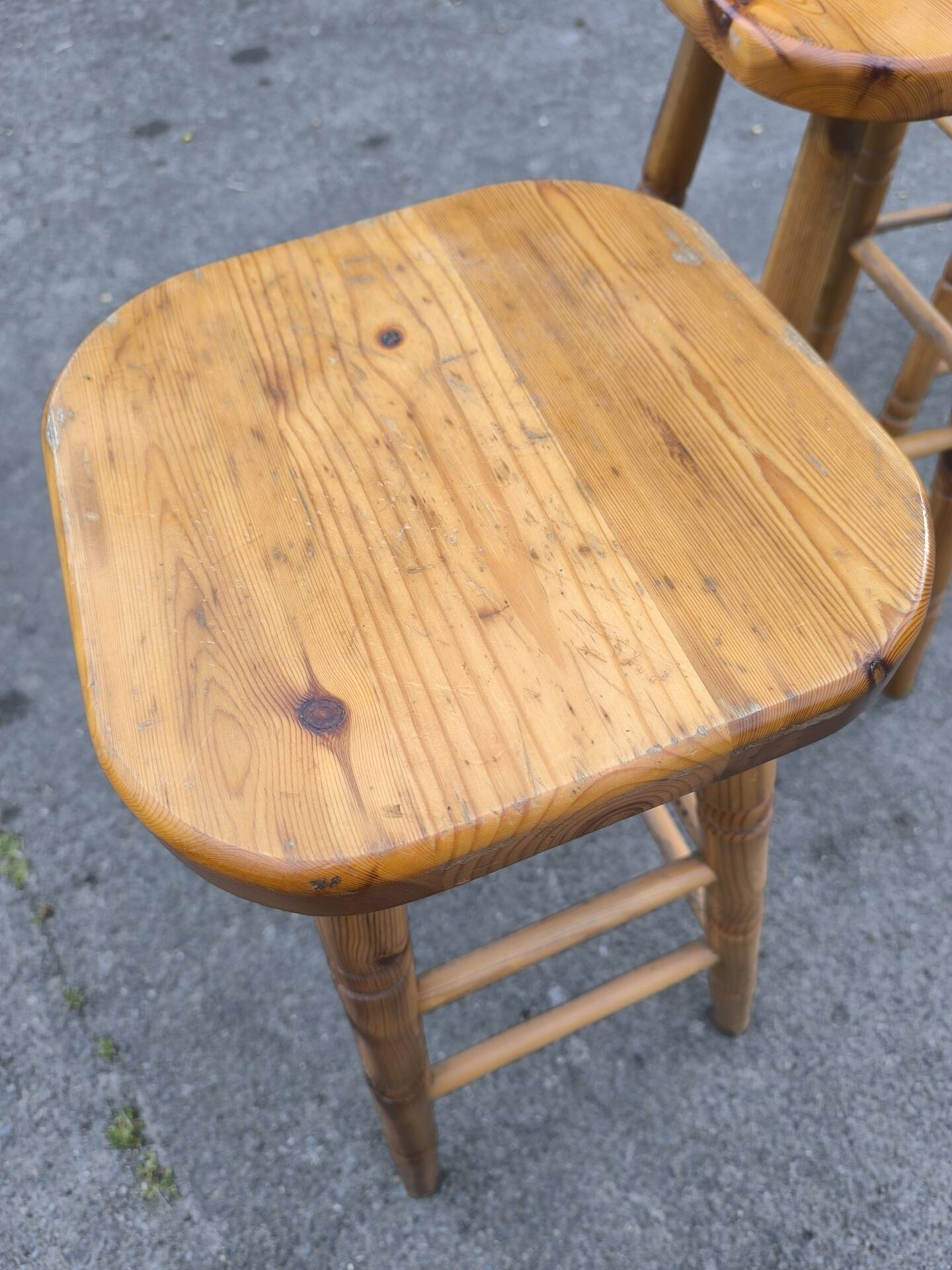 4 pine bar stools circa 1980
