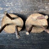Pair of mountain coffee tables made of logs 1970