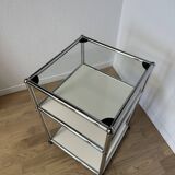 Table d’appoint USM Haller en Blanc Pur et Verre