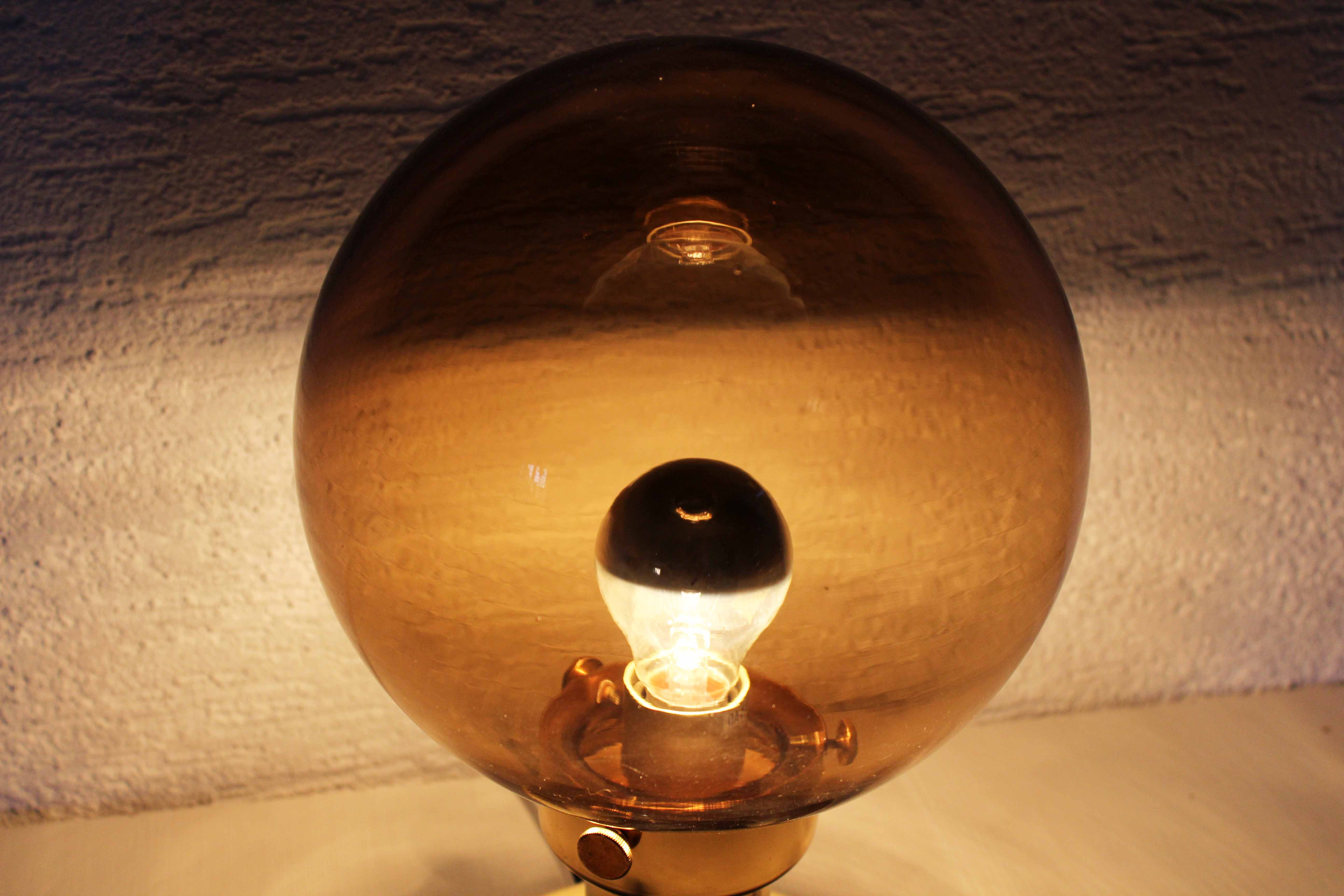Table lamp vintage smoked glass