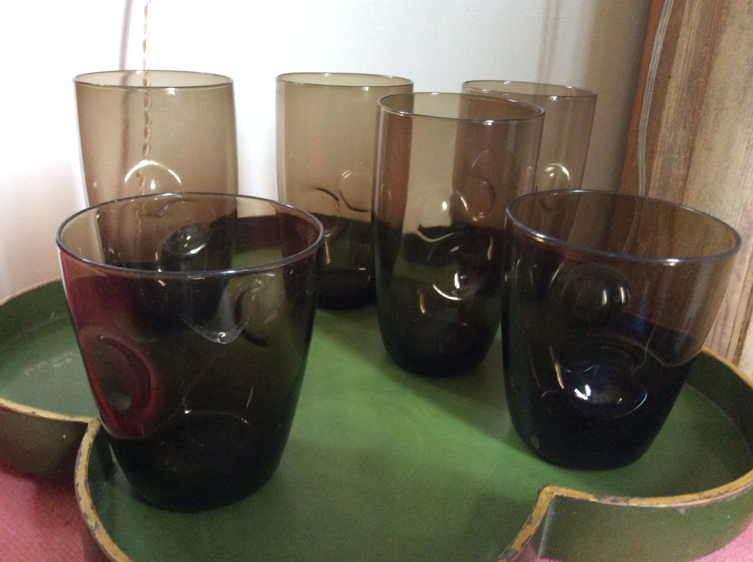 Series of 5 vintage glasses