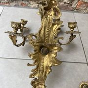 Pair of 5-light gold wall candlesticks