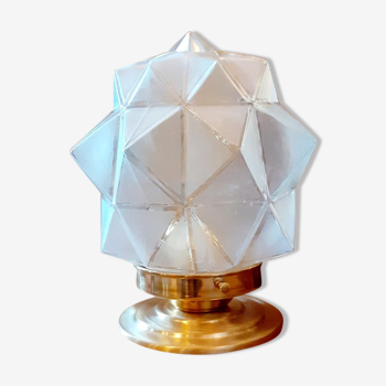 Lampe a poser avec globe en verre polyedrique 1930