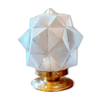 Lampe a poser avec globe en verre polyedrique 1930