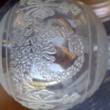 Old engraved globe oil lamp