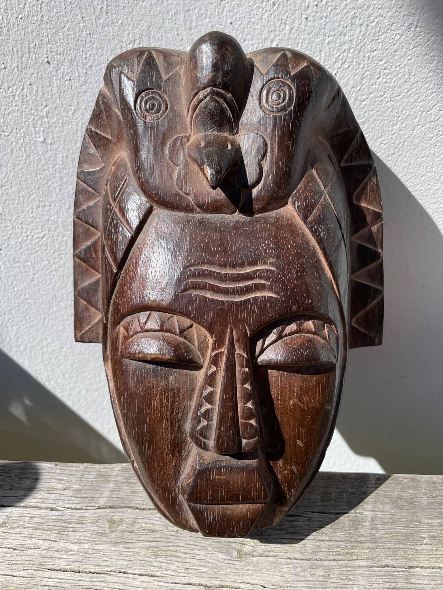 Minimalist wooden bird mask