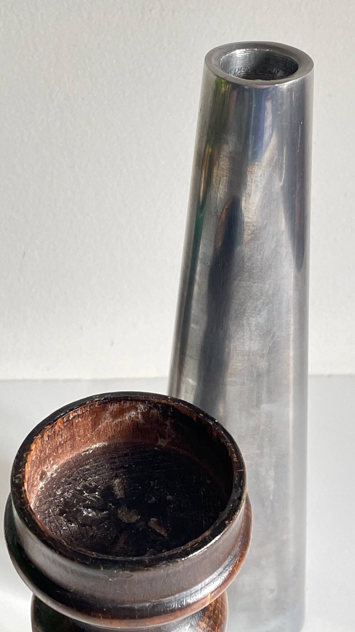 Vintage ikea wood and metal candle holders