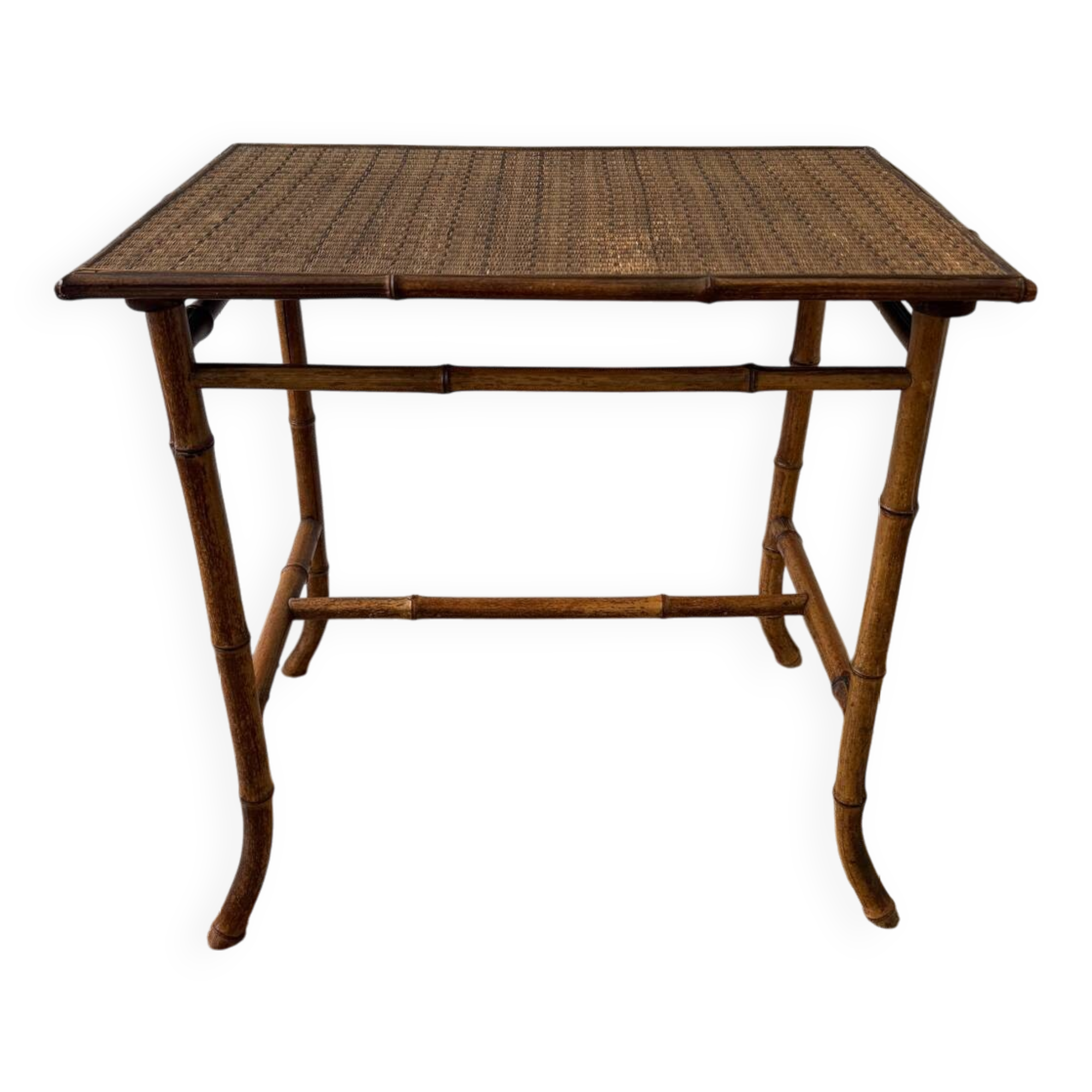Antique bamboo wicker serving trolley