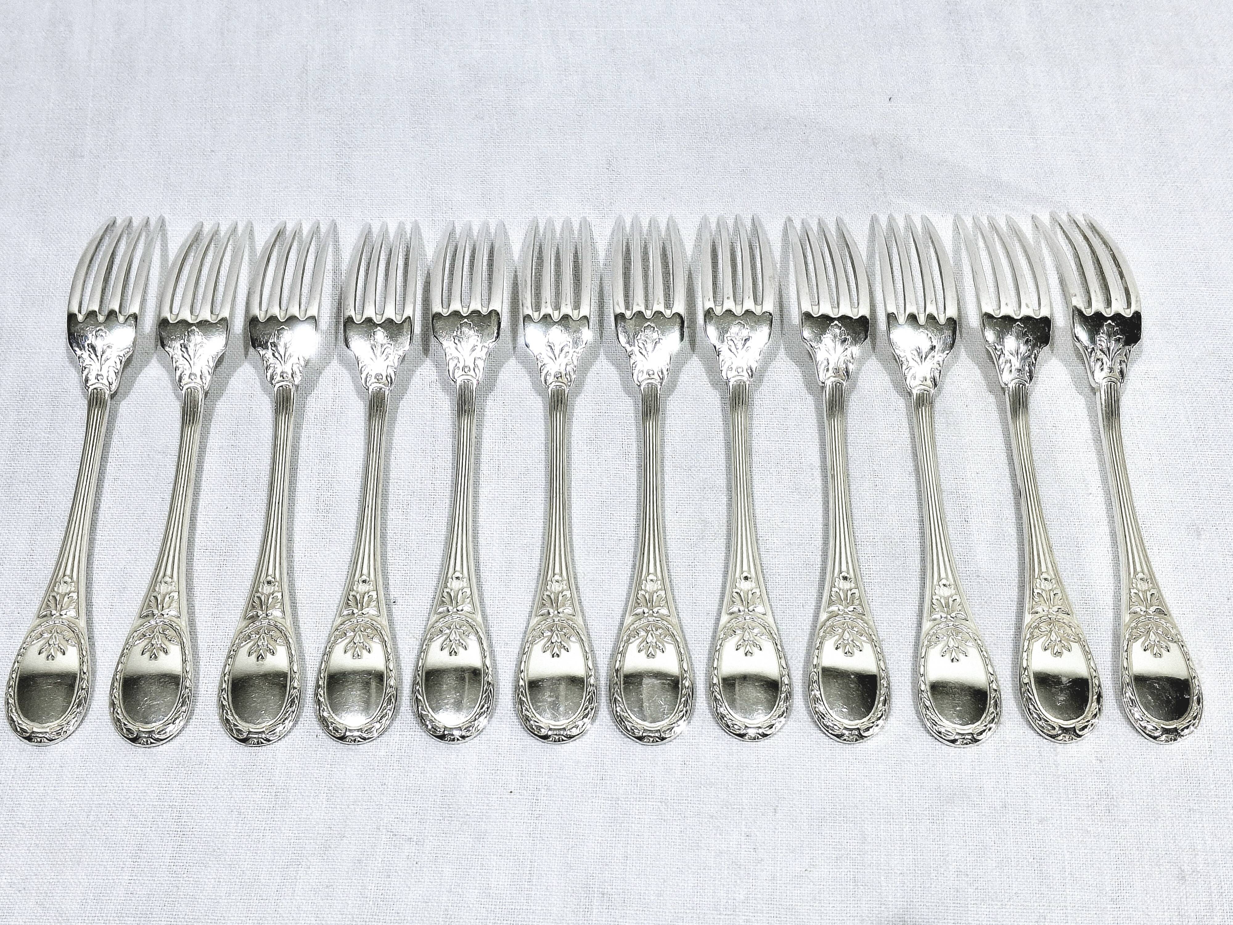 Christofle Cutlery Set - Trianon Model - 155 Pieces, Silver-Plated Metal