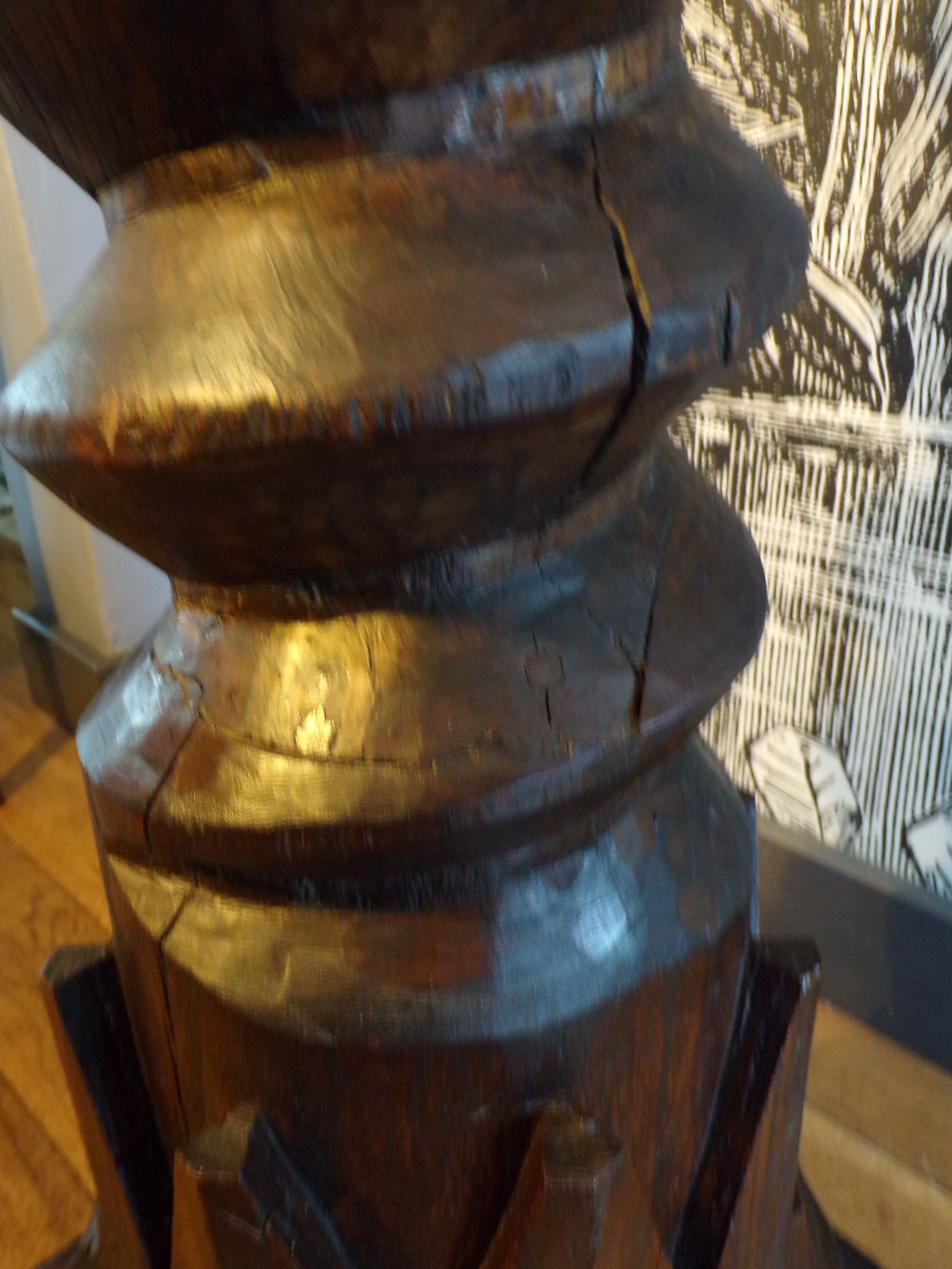 Old carved wooden presentation column h=150 cm