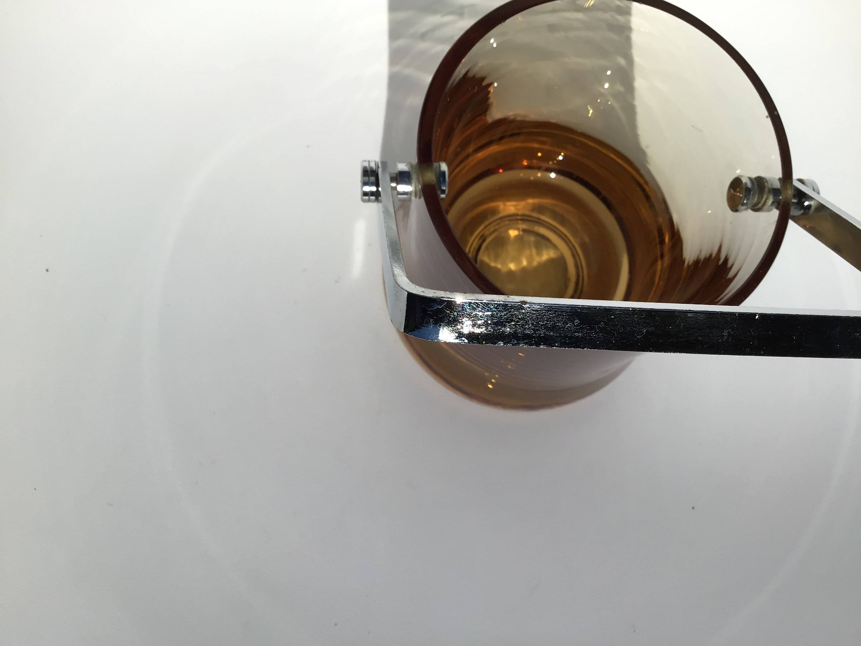 70s amber blown glass ice bucket