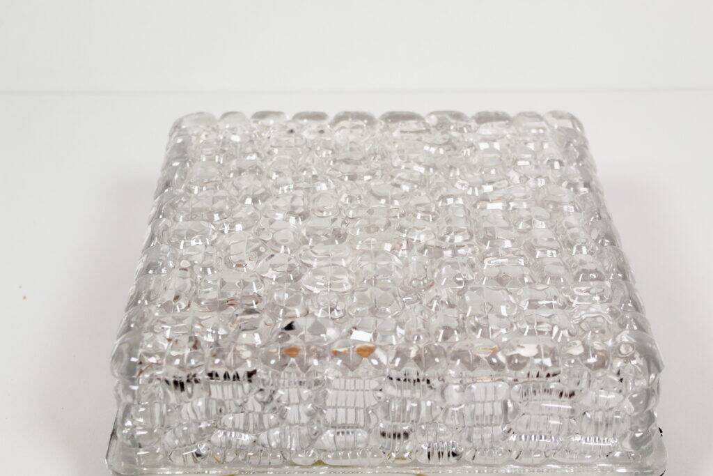 Vintage ice glass flush mount light by ERCO